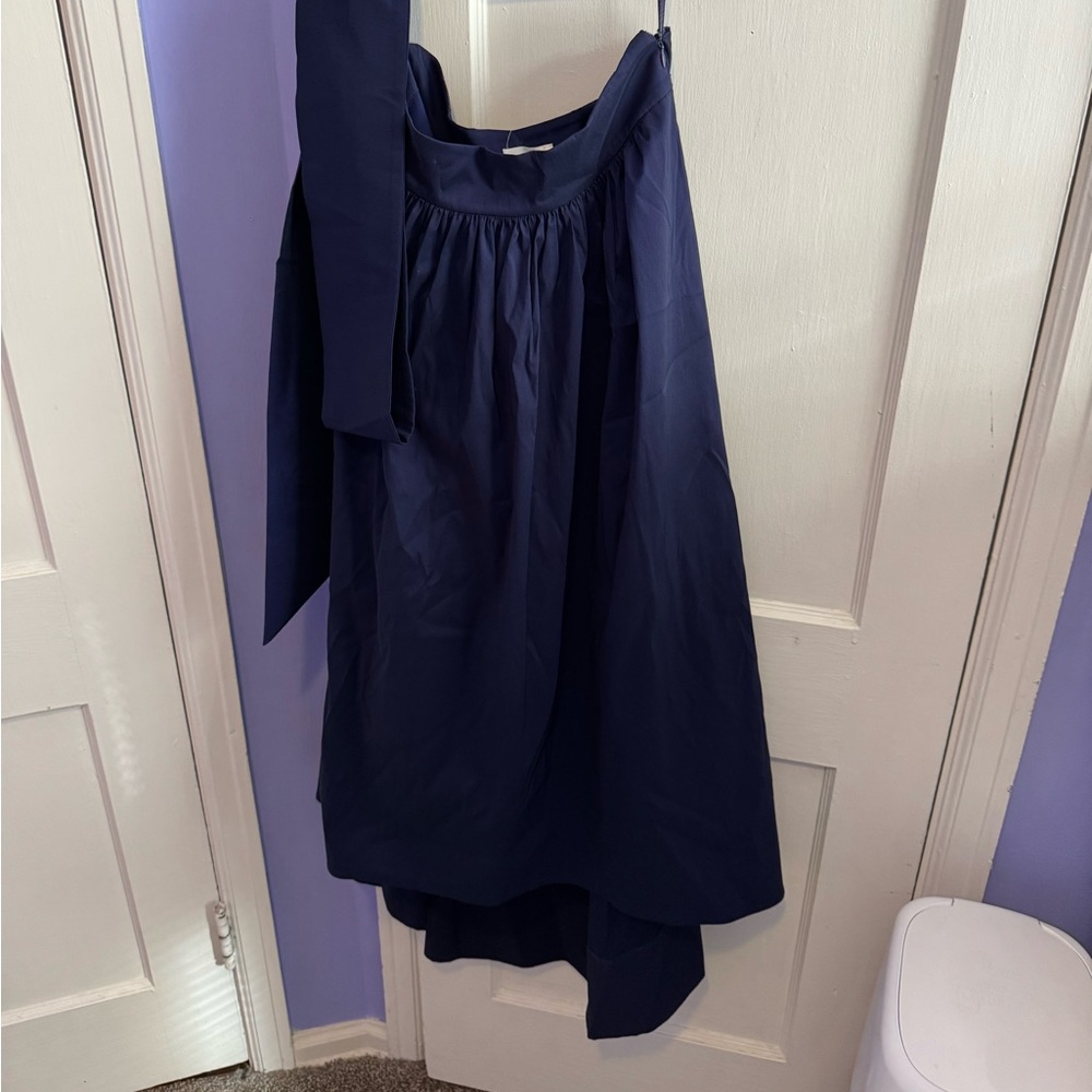 Eliza J Navy Blue Maxi Skirt Satin Size 8